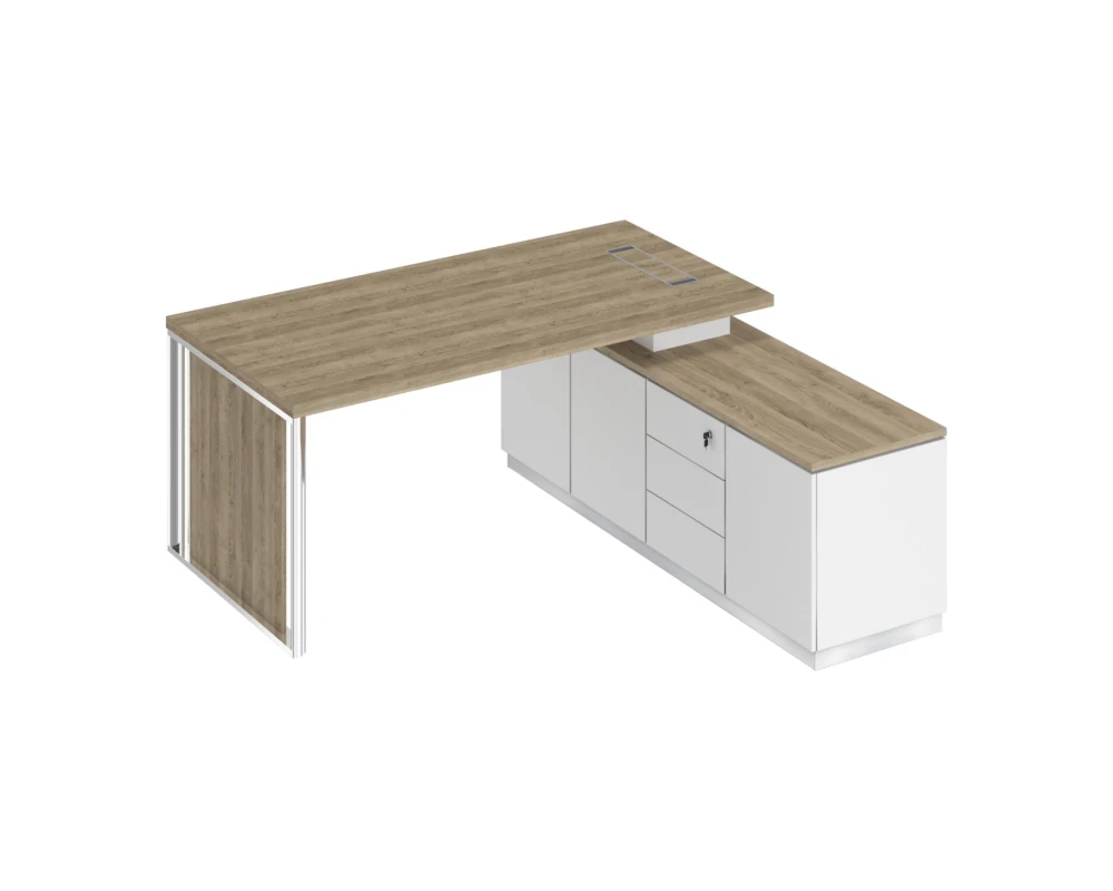 Стол руководителя на опорной тумбе (левый/правый) с декоративной вставкой БР 107 Bravo