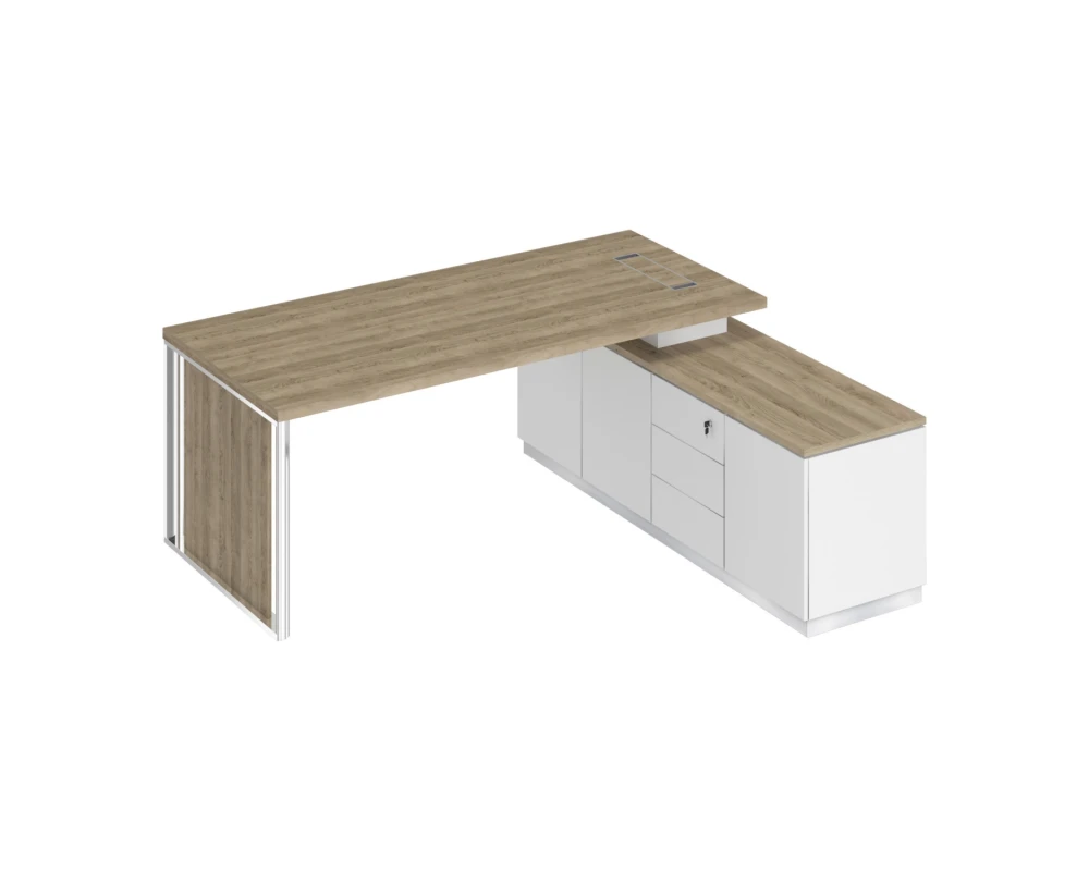 Стол руководителя на опорной тумбе (левый/правый) с декоративной вставкой БР 108 Bravo