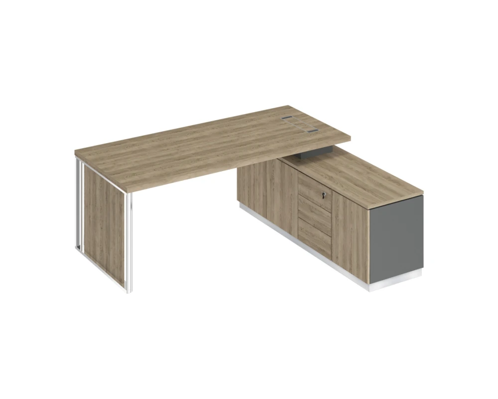 Стол руководителя на опорной тумбе (левый/правый) с декоративной вставкой БР 108 Bravo