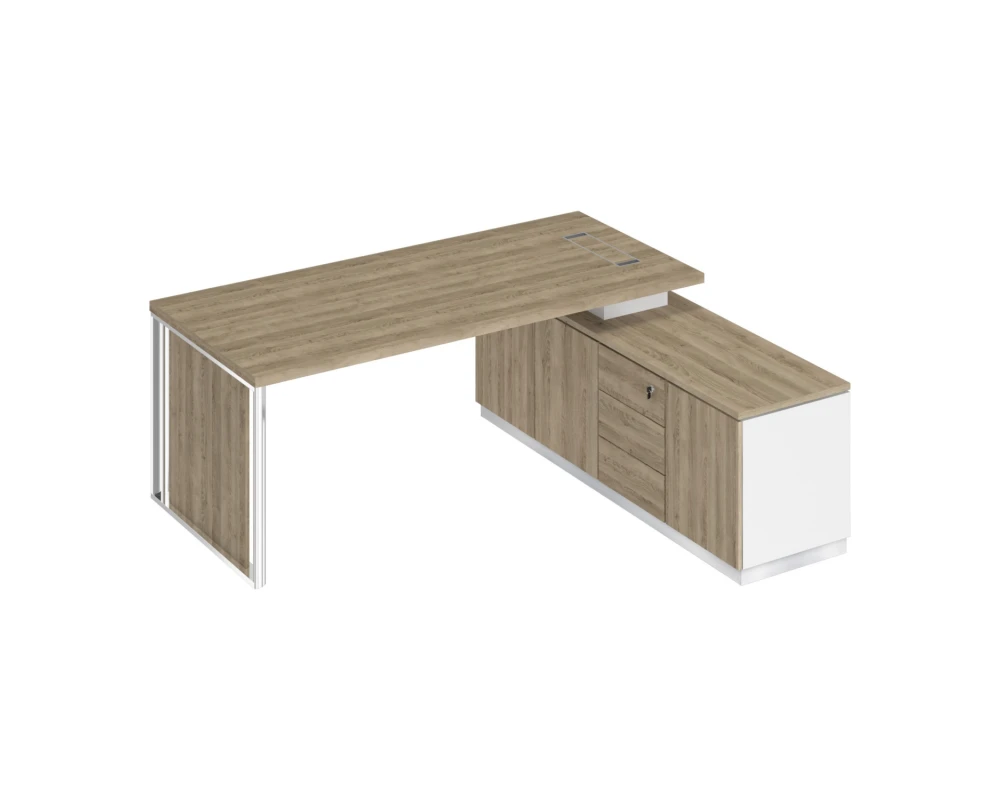 Стол руководителя на опорной тумбе (левый/правый) с декоративной вставкой БР 108 Bravo