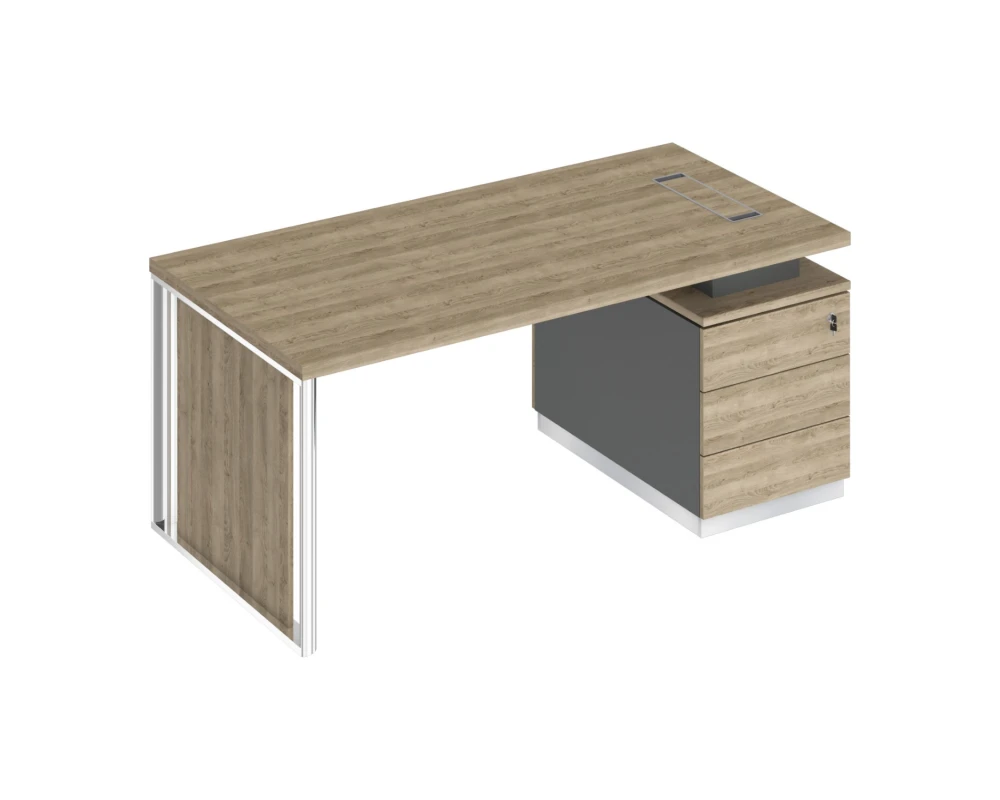 Стол руководителя на опорной тумбе (левый/правый) с декоративной вставкой БР 109 Bravo