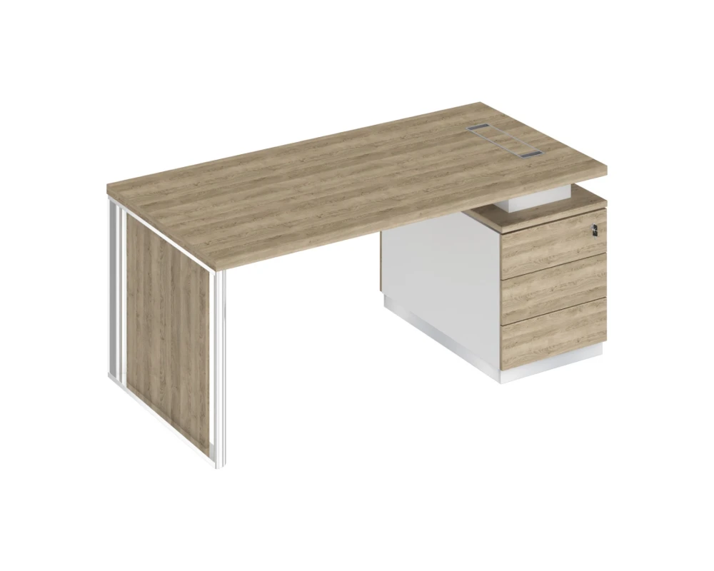 Стол руководителя на опорной тумбе (левый/правый) с декоративной вставкой БР 109 Bravo