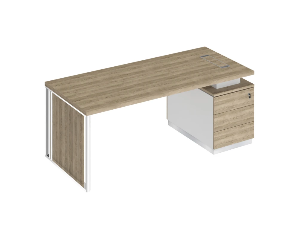 Стол руководителя на опорной тумбе (левый/правый) с декоративной вставкой БР 110 Bravo