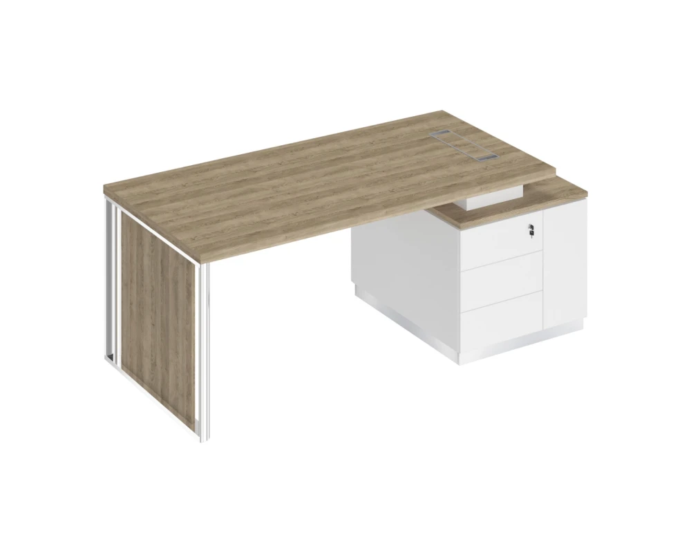 Стол руководителя на опорной тумбе (левый/правый) с декоративной вставкой БР 111 Bravo