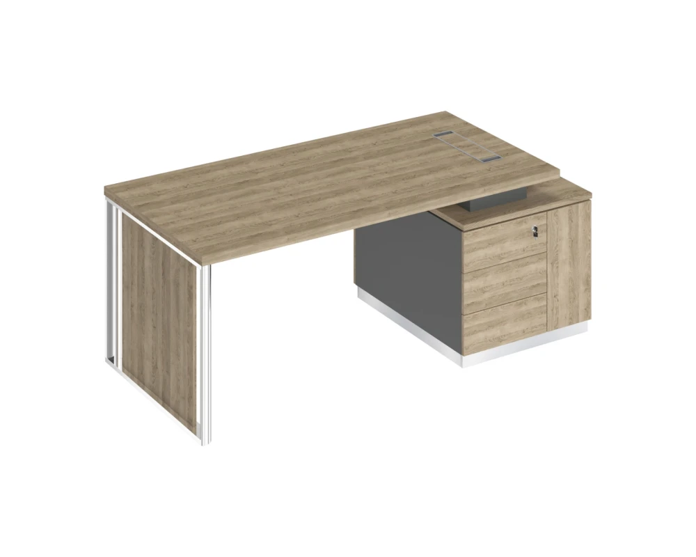 Стол руководителя на опорной тумбе (левый/правый) с декоративной вставкой БР 111 Bravo