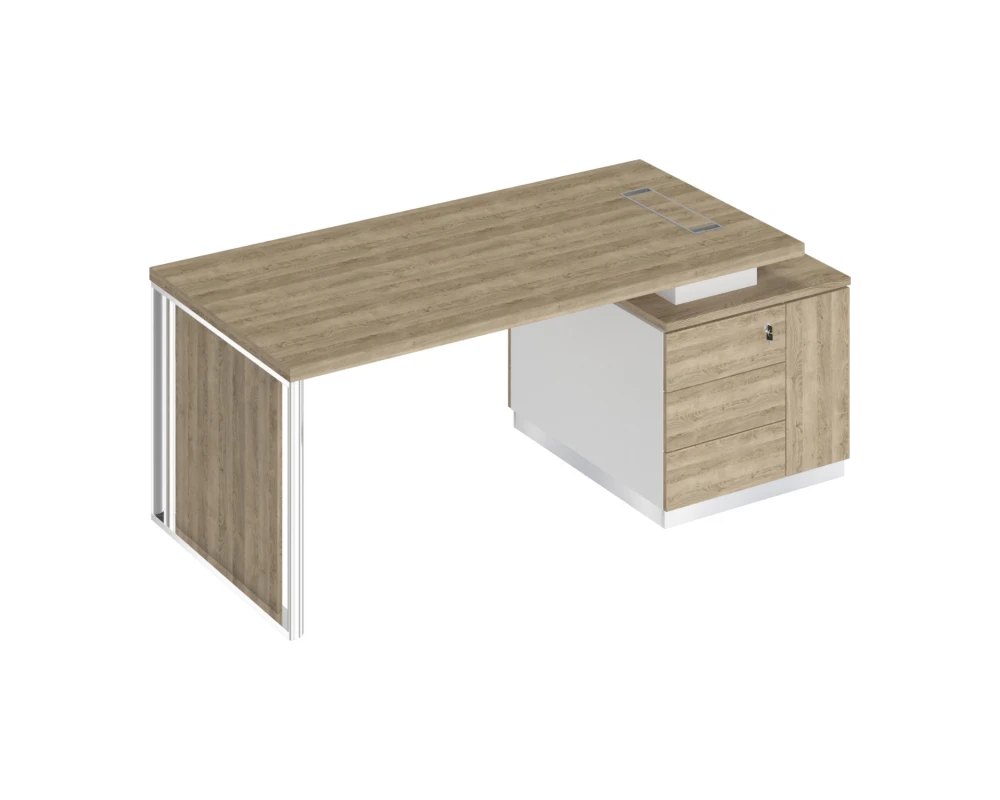 Стол руководителя на опорной тумбе (левый/правый) с декоративной вставкой БР 111 Bravo