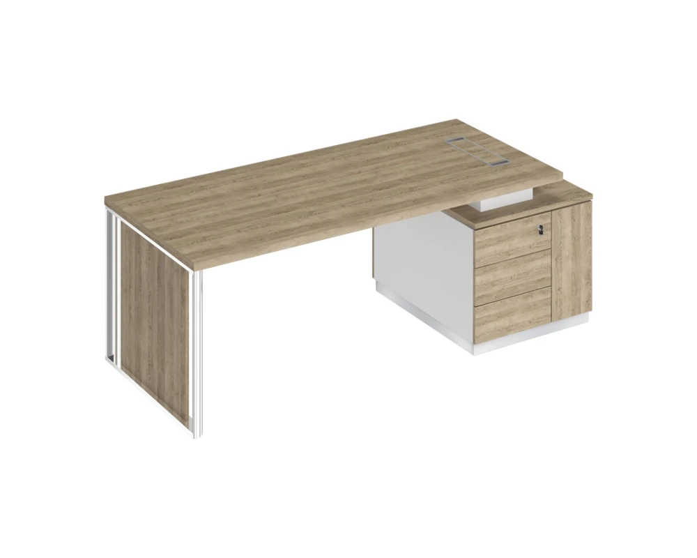 Стол руководителя на опорной тумбе (левый/правый) с декоративной вставкой БР 112 Bravo