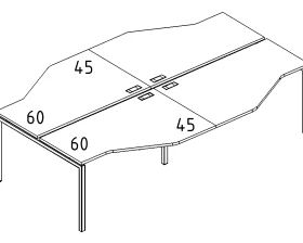 Рабочая станция со столами Техно (4х120) опоры DUE A4.PRO images