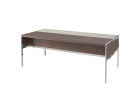 Стол руководителя с лючком слева, матовый, хром. опоры, кожа 1840х1000х750 Gallery images