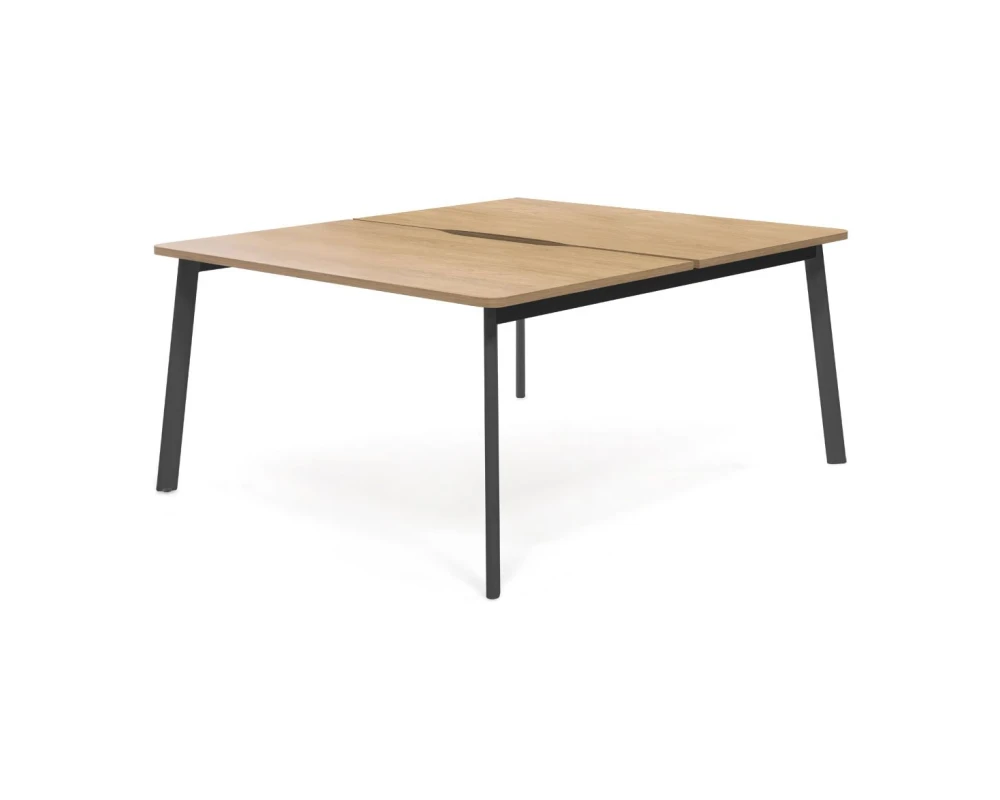 Бенч 2 рабочих места с вырезом 158х141х76 Flex Гикори/Графит