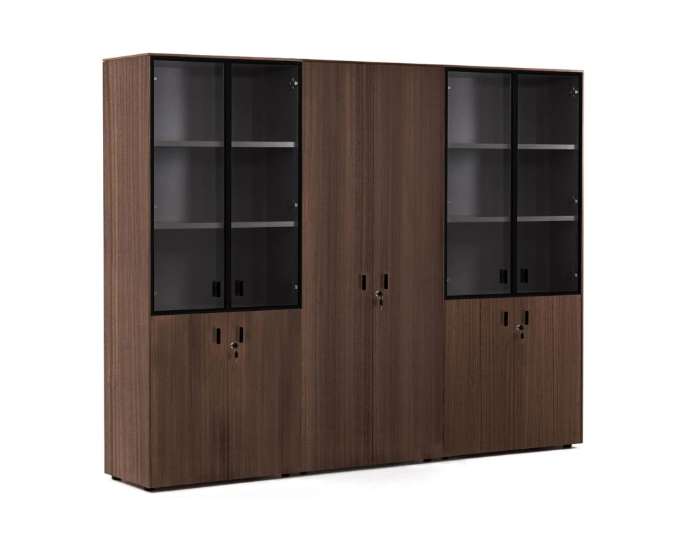 Шкаф комби x2 с гардер 242x44x197 Enzo Эвкалипт морен/Черный