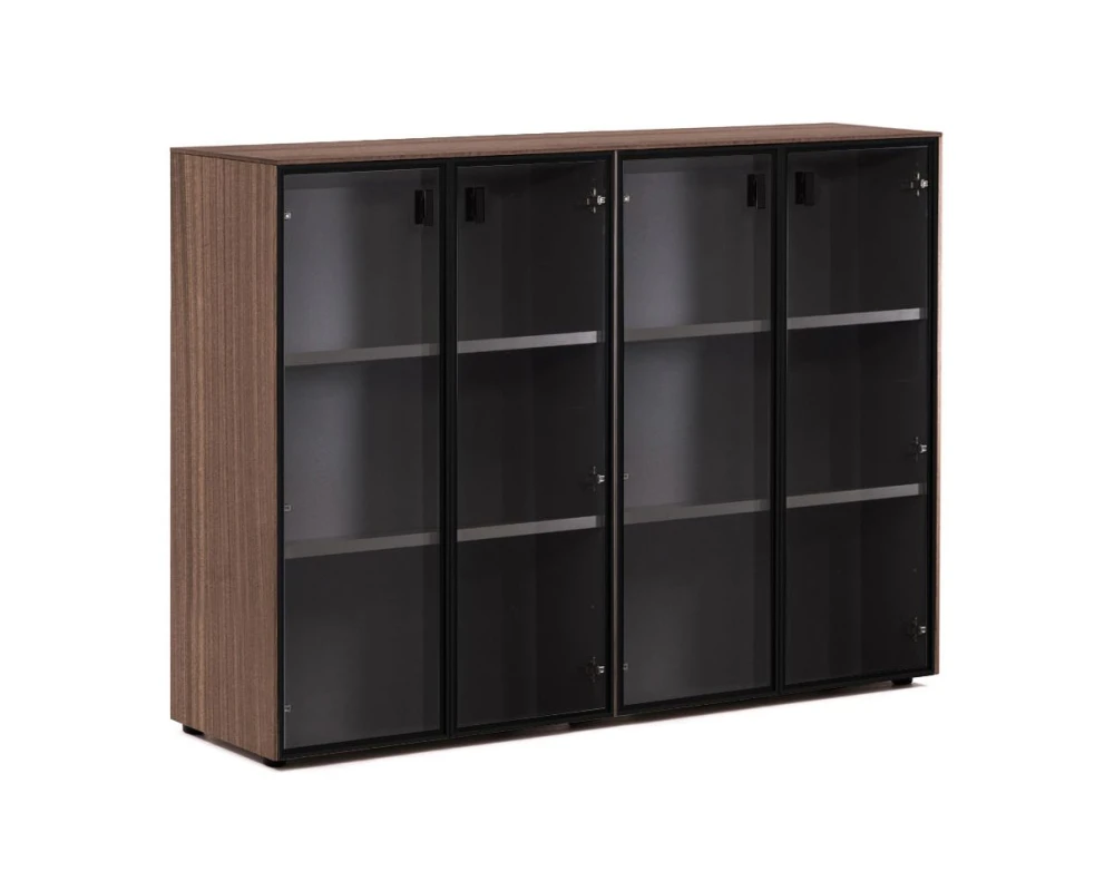 Шкаф-витрина H.120 4 дв 162x44x119,5 Enzo Эвкалипт морен/Черный