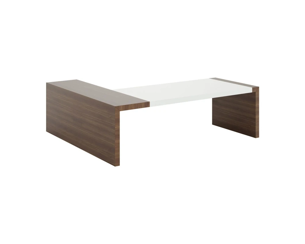 Стол письменный RH L 246 246x200x75 Kyo Орех/Белый