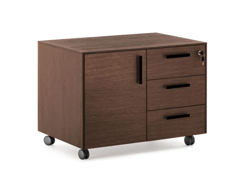 Тумба 3 ящика, 1 дверь 86х58х63 Enzo Эвкалипт морен/Черный