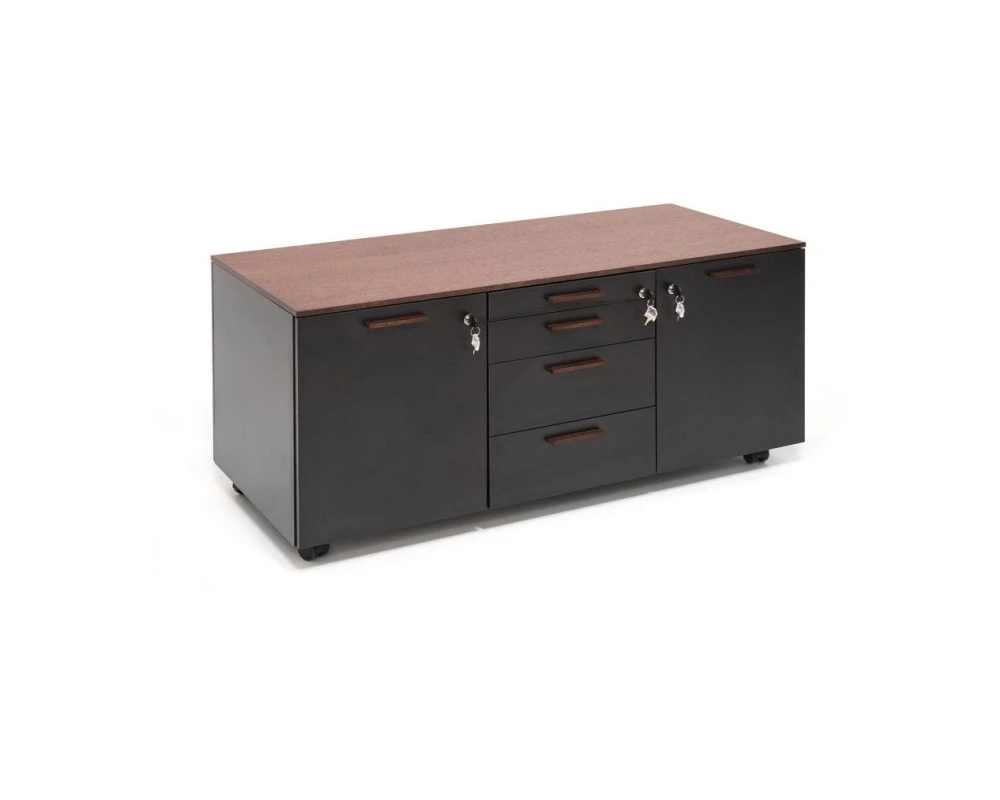 Тумба-приставка подкатная 125,3x56x60,3 Rail Черный/Дуб табак