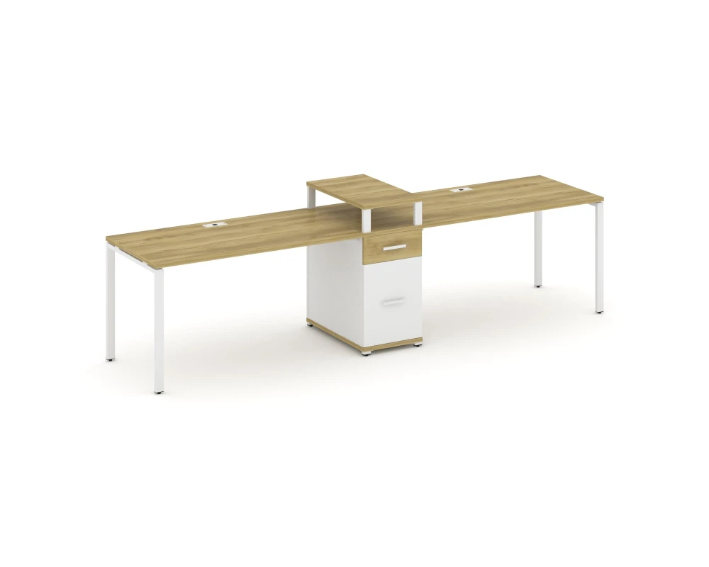 Рабочая станция 2 места с 1 опорной тумбой CN.ORS-423 W 3180x720x917 Концепт / Concept