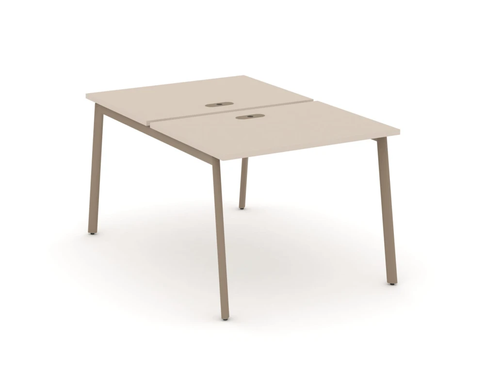 Рабочая станция на 2 места с лючком на плоскоовальной трубе 98x150x75 Эстетика / Estetica