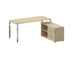 Стол рабочий руководителя с опорной тумбой правый 1700x1520x750 Метал Систем Директ / Metal System Direct images