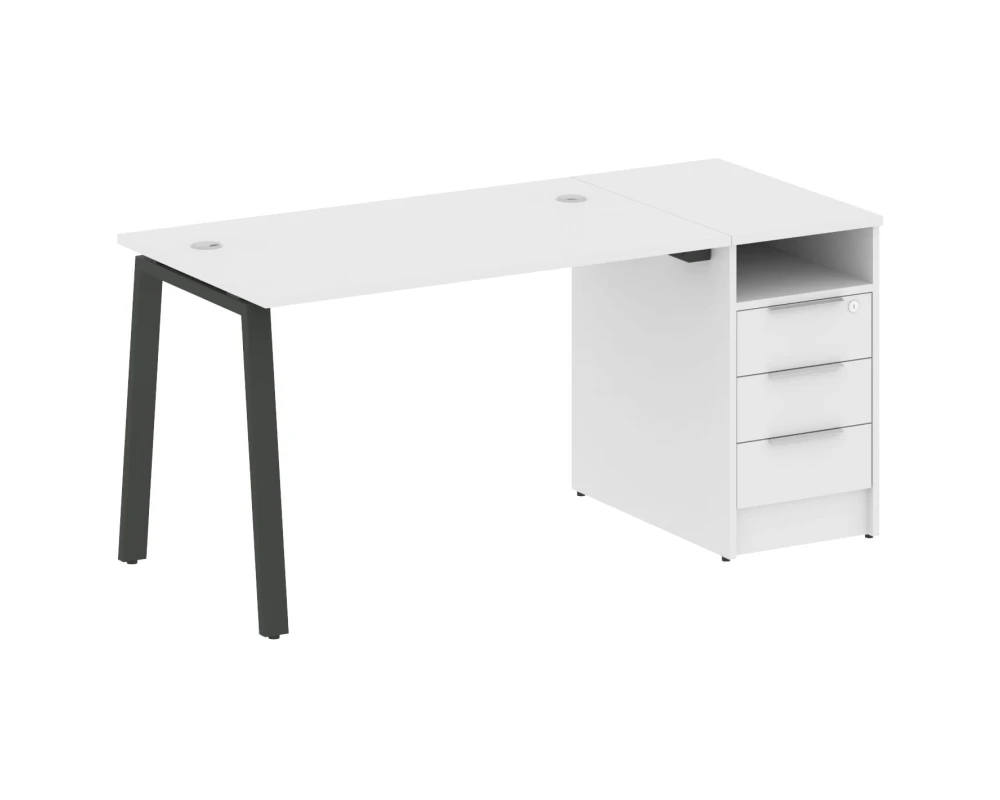 Рабочая станция на А-образном м/к с опорной тумбой 161,2x72x75 Метал Систем / Metal System