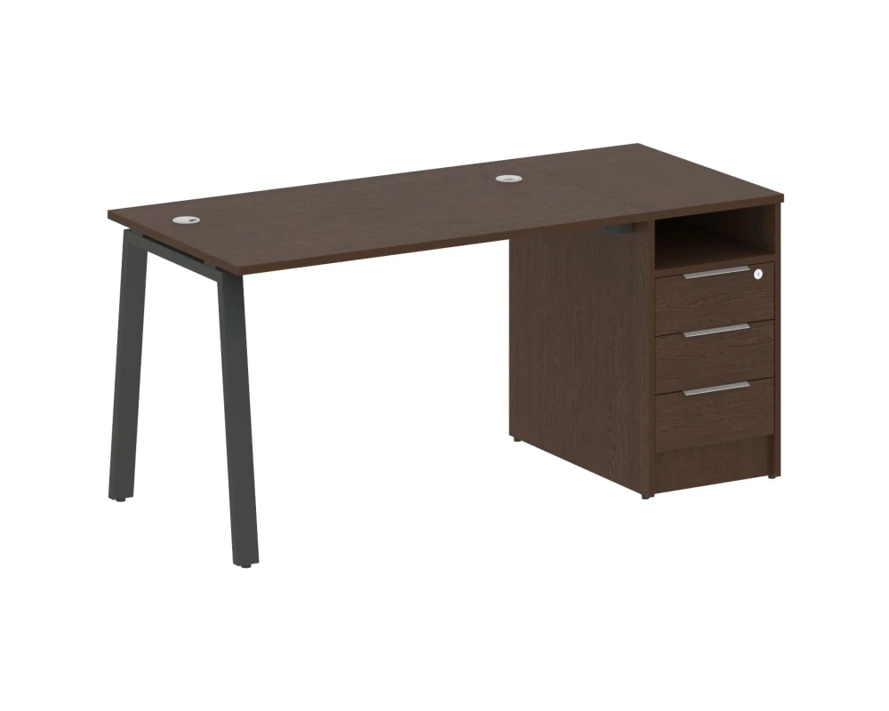 Рабочая станция на А-образном м/к с опорной тумбой 161,2x72x75 Метал Систем / Metal System