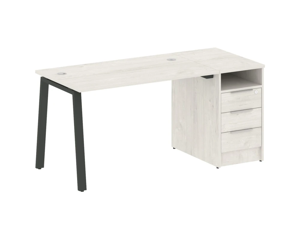 Рабочая станция на А-образном м/к с опорной тумбой 161,2x72x75 Метал Систем / Metal System