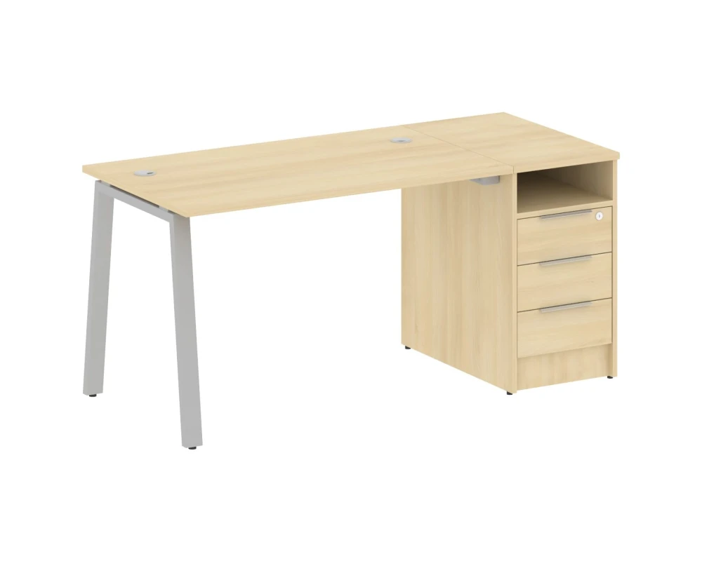 Рабочая станция на А-образном м/к с опорной тумбой 161,2x72x75 Метал Систем / Metal System