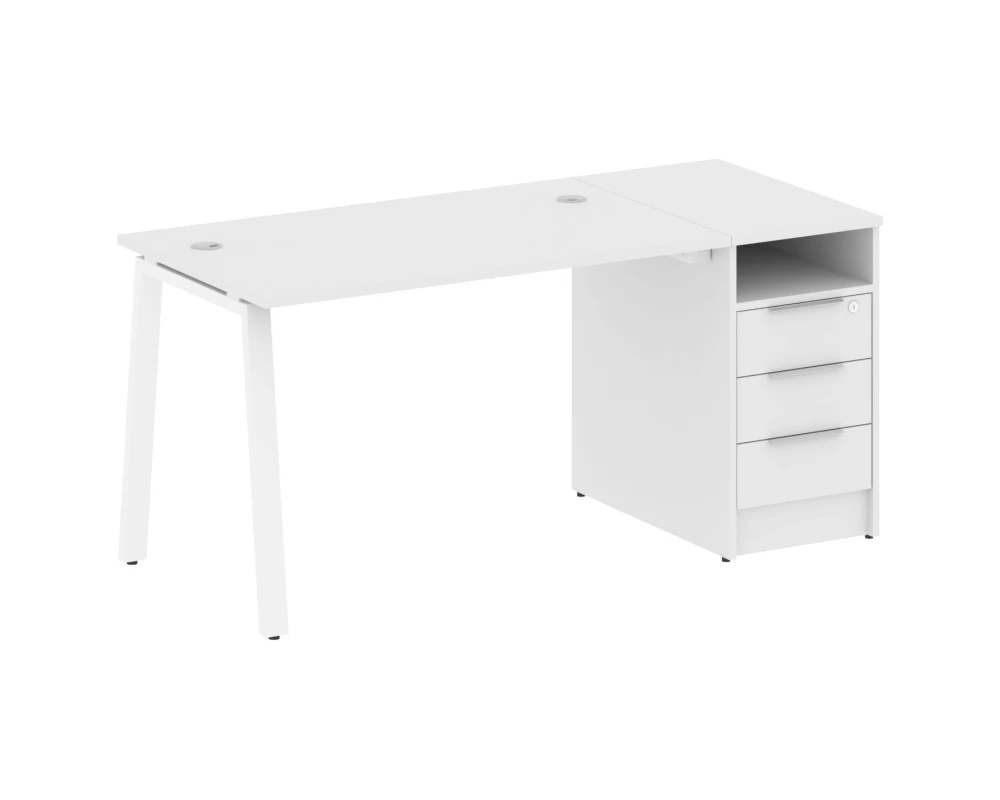 Рабочая станция на А-образном м/к с опорной тумбой 161,2x72x75 Метал Систем / Metal System