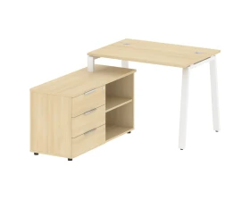 Рабочая станция на А-образном м/к с опорной тумбой левая 110x152x75 Метал Систем / Metal System images