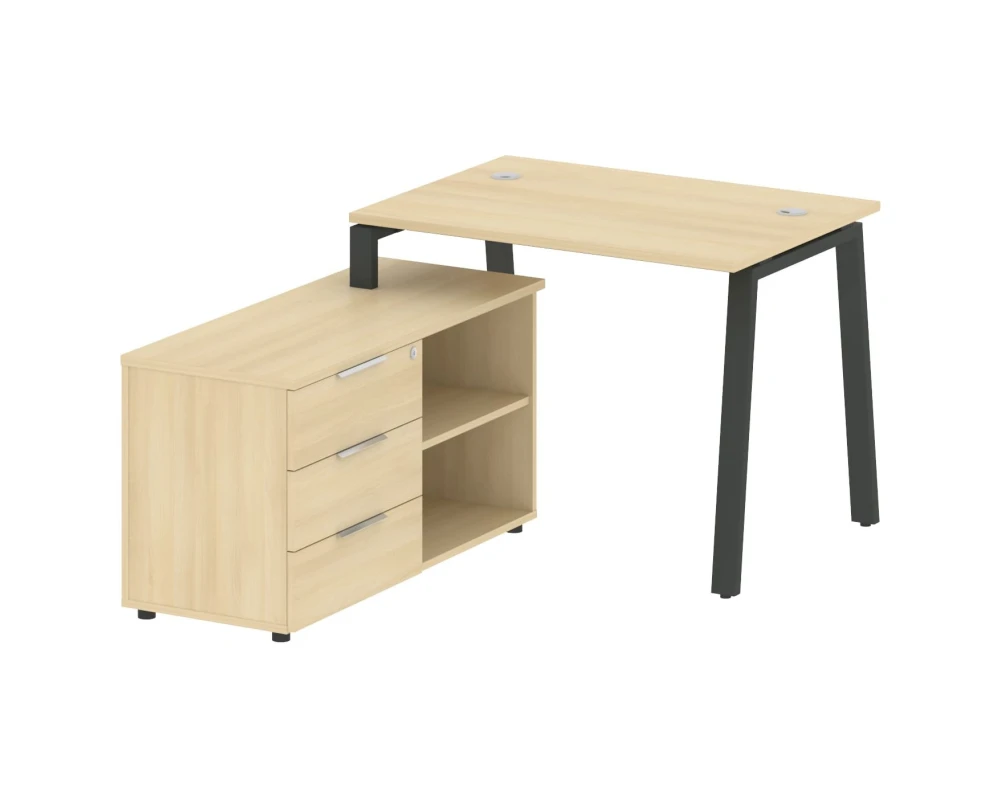 Рабочая станция на А-образном м/к с опорной тумбой левая 110x152x75 Метал Систем / Metal System