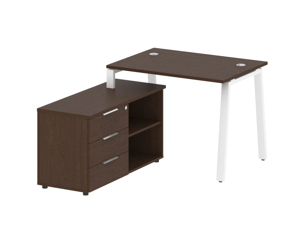 Рабочая станция на А-образном м/к с опорной тумбой левая 110x152x75 Метал Систем / Metal System