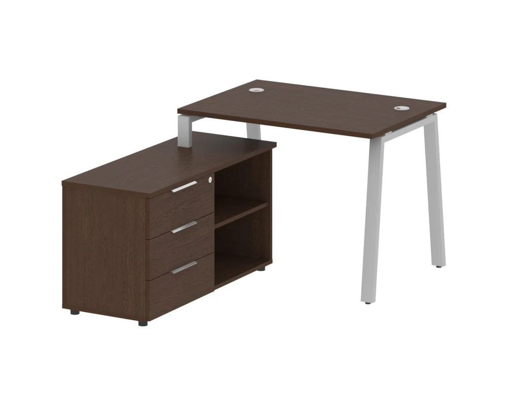 Рабочая станция на А-образном м/к с опорной тумбой левая 110x152x75 Метал Систем / Metal System