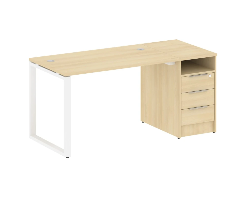 Рабочая станция на О-образном м/к с опорной тумбой 161,2x72x75 Метал Систем / Metal System