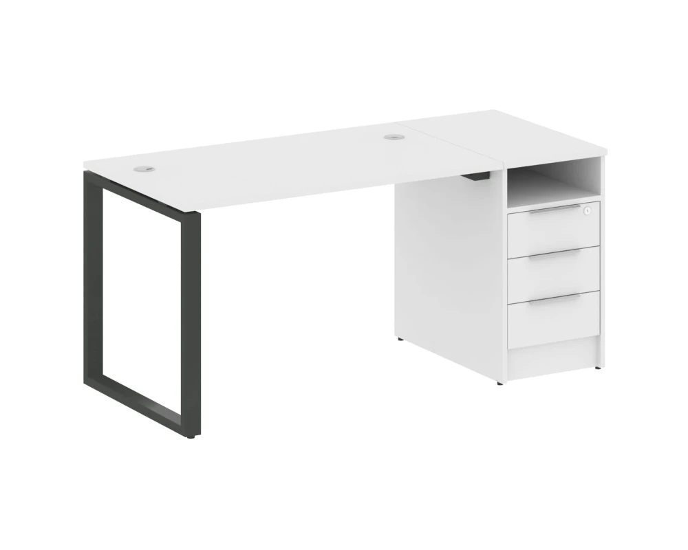 Рабочая станция на О-образном м/к с опорной тумбой 161,2x72x75 Метал Систем / Metal System