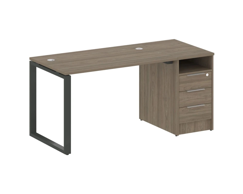 Рабочая станция на О-образном м/к с опорной тумбой 161,2x72x75 Метал Систем / Metal System