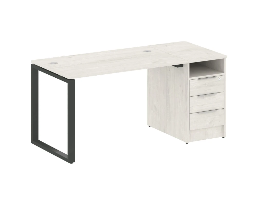 Рабочая станция на О-образном м/к с опорной тумбой 161,2x72x75 Метал Систем / Metal System