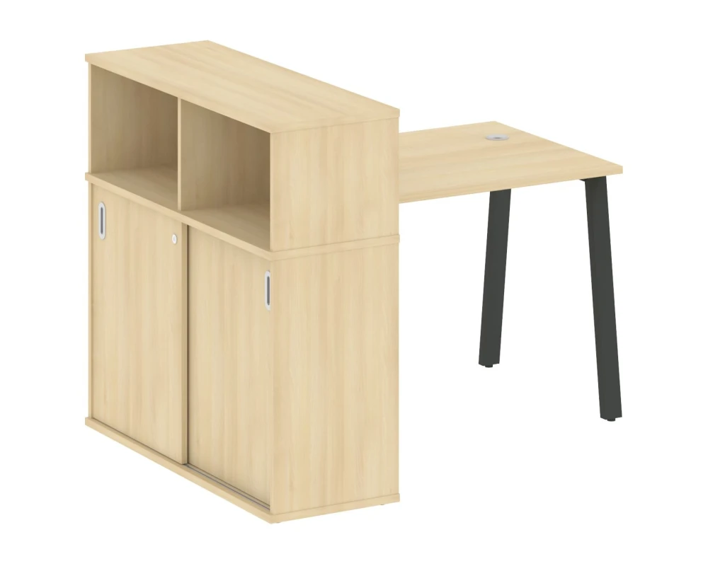 Стол письменный на А-образном м/к с опорным шкафом-купе 141x112x109,8 Метал Систем / Metal System