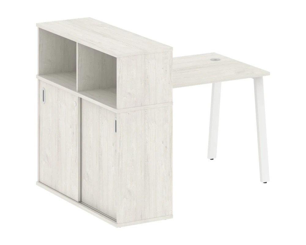 Стол письменный на А-образном м/к с опорным шкафом-купе 141x112x109,8 Метал Систем / Metal System