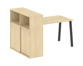 Стол письменный на А-образном м/к с опорным шкафом-купе 161x112x109,8 Метал Систем / Metal System images