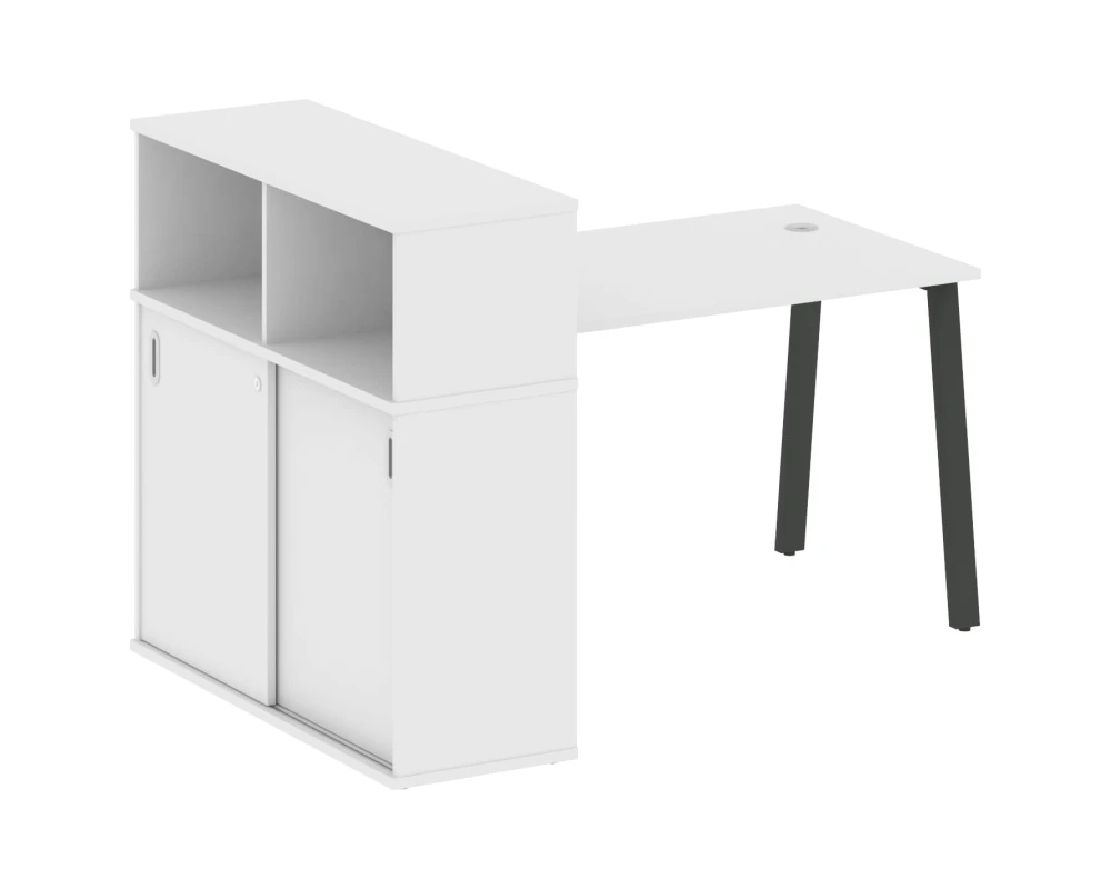 Стол письменный на А-образном м/к с опорным шкафом-купе 161x112x109,8 Метал Систем / Metal System