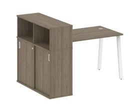 Стол письменный на А-образном м/к с опорным шкафом-купе 161x112x109,8 Метал Систем / Metal System images