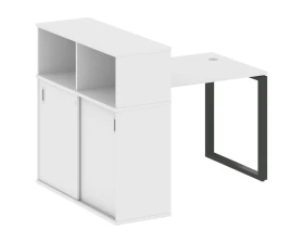 Стол письменный на О-образном м/к с опорным шкафом-купе 141x112x109,8 Метал Систем / Metal System images