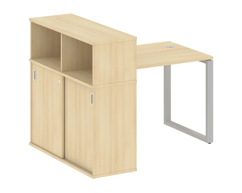 Стол письменный на О-образном м/к с опорным шкафом-купе 141x112x109,8 Метал Систем / Metal System