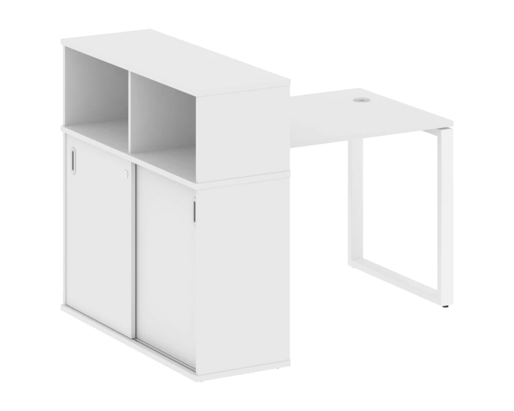 Стол письменный на О-образном м/к с опорным шкафом-купе 141x112x109,8 Метал Систем / Metal System