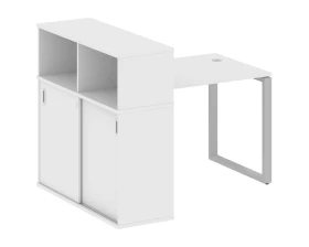 Стол письменный на О-образном м/к с опорным шкафом-купе 141x112x109,8 Метал Систем / Metal System images