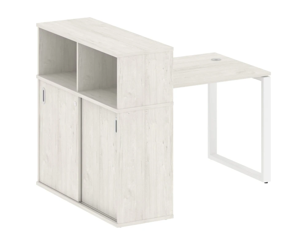 Стол письменный на О-образном м/к с опорным шкафом-купе 141x112x109,8 Метал Систем / Metal System