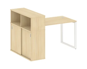 Стол письменный на О-образном м/к с опорным шкафом-купе 161x112x109,8 Метал Систем / Metal System images
