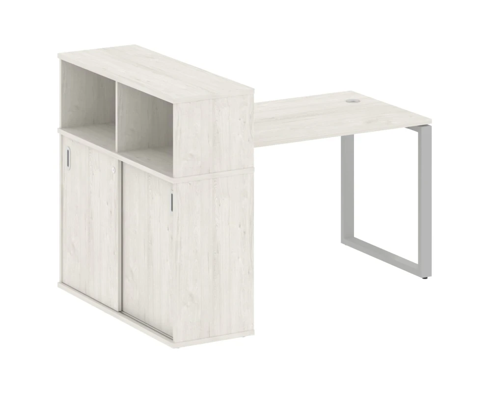 Стол письменный на О-образном м/к с опорным шкафом-купе 161x112x109,8 Метал Систем / Metal System