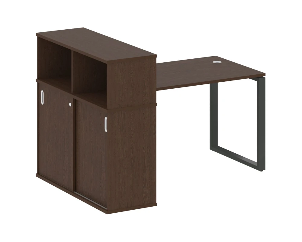 Стол письменный на О-образном м/к с опорным шкафом-купе 161x112x109,8 Метал Систем / Metal System