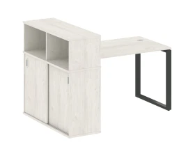 Стол письменный на О-образном м/к с опорным шкафом-купе 161x112x109,8 Метал Систем / Metal System images