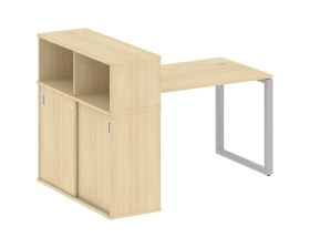 Стол письменный на О-образном м/к с опорным шкафом-купе 161x112x109,8 Метал Систем / Metal System images